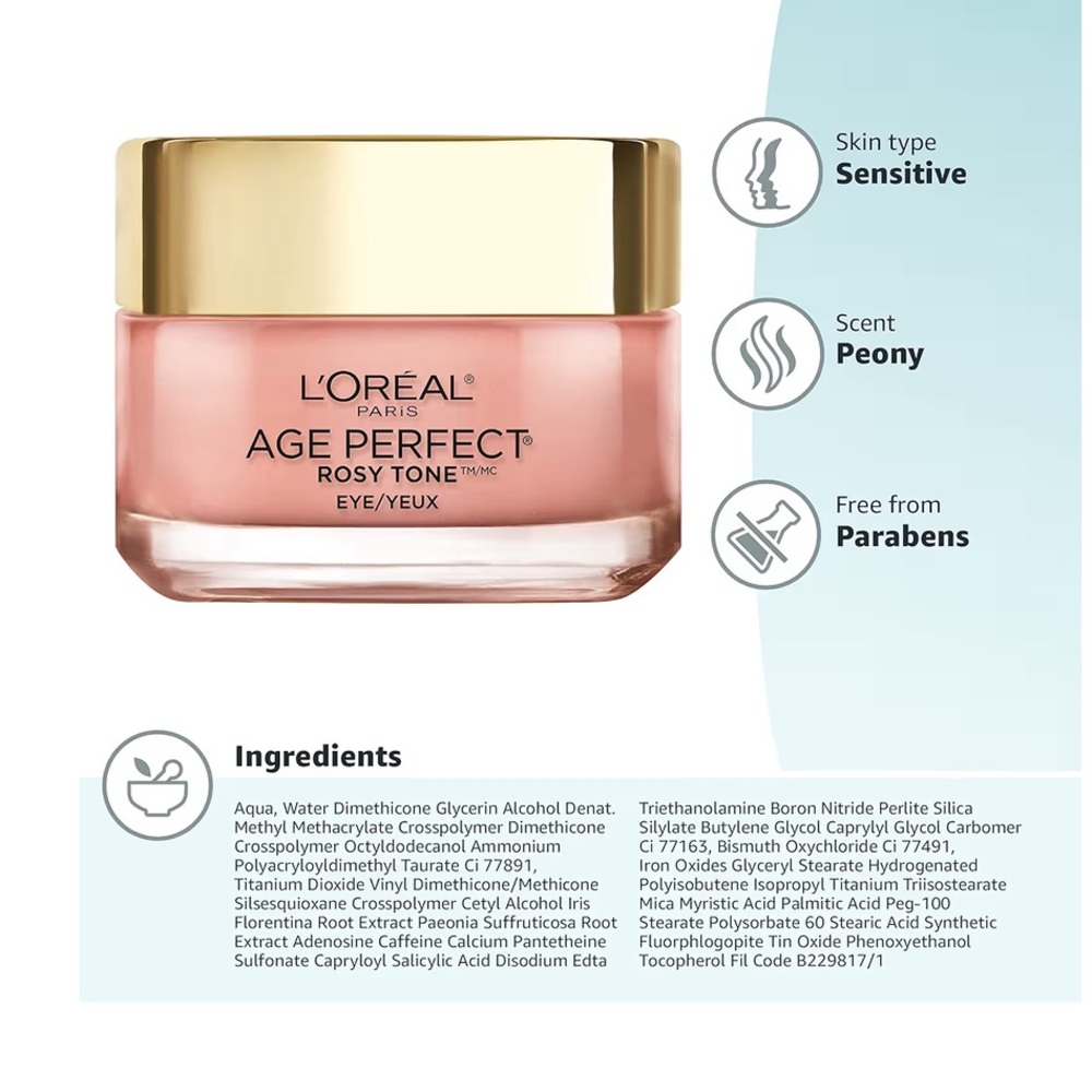 NEW L’Oréal Age Perfect Rosy Tone Eye Cream Brightener 0.5 oz | Anti-Aging - Picture 9 of 16